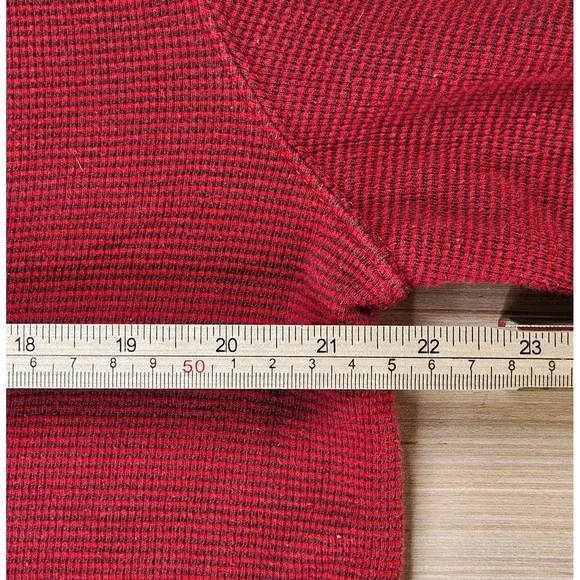 Chaps Sweater Mens M Red Pullover Crew Neck Quarter Zip Waffle Knit‎ Preppy - Picture 6 of 11
